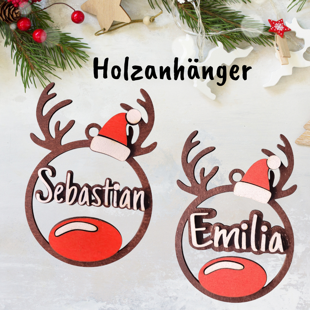 Anhänger Rentier mit Name