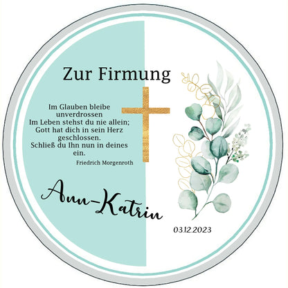 Tortenaufleger Firmung mint grün  goldenes Kreuz - Funny Bake