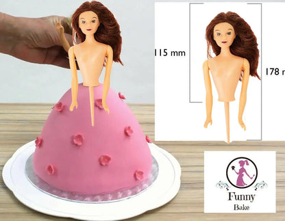 Barbie Topper PME Figur  Barbie Kuchen braune Haare - Funny Bake
