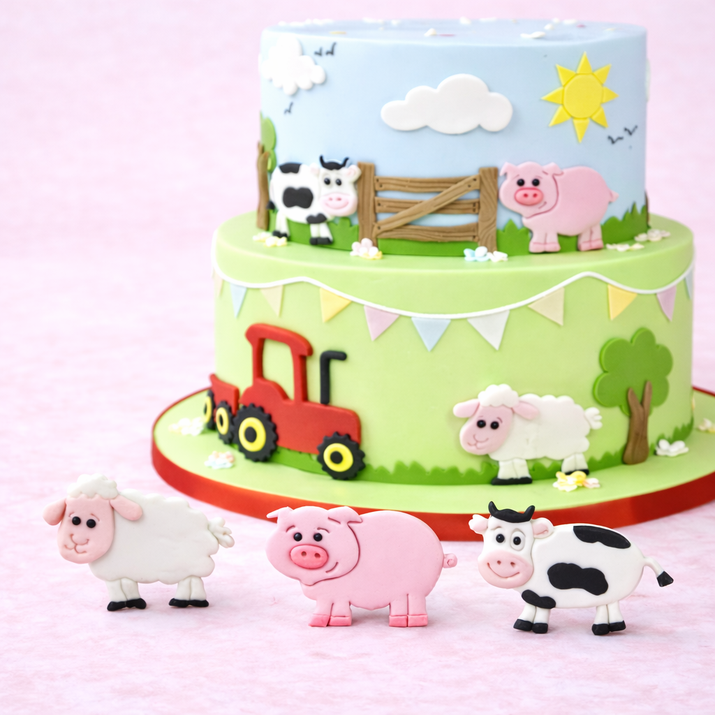 Ausstecher Bauernhoftiere – Kuh, Schwein, Schaf für Fondant & Kekse