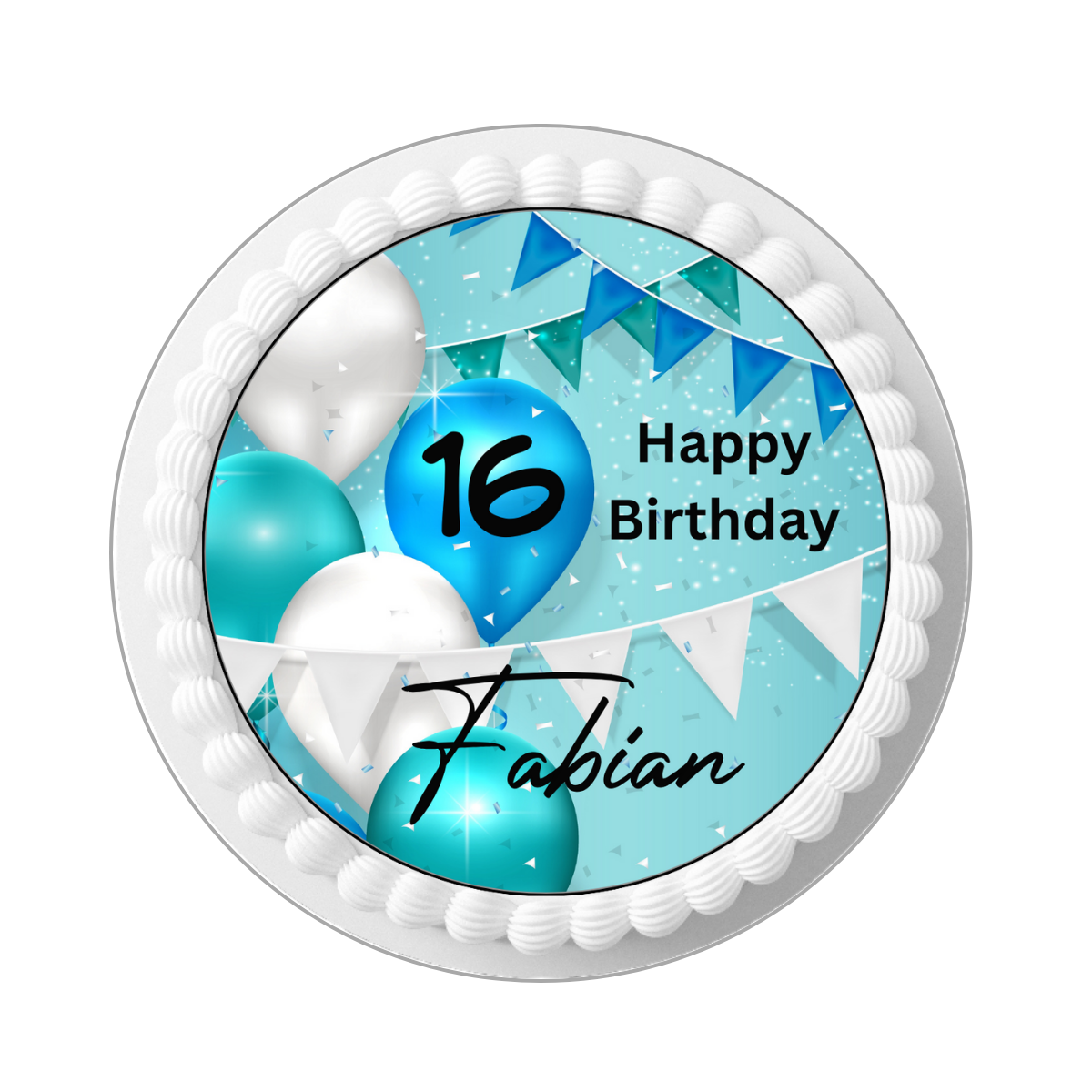 Tortenaufleger Happy Birthday Ballon -blau - Funny Bake