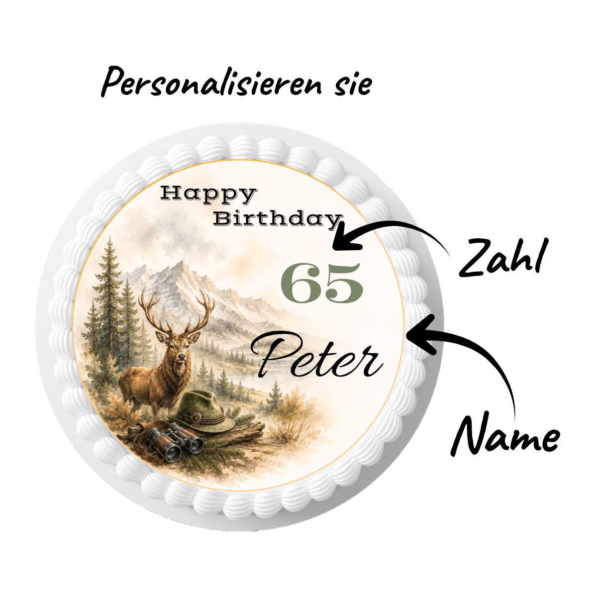 Tortenaufleger Happy Birthday Förster & Jäger – personalisiert