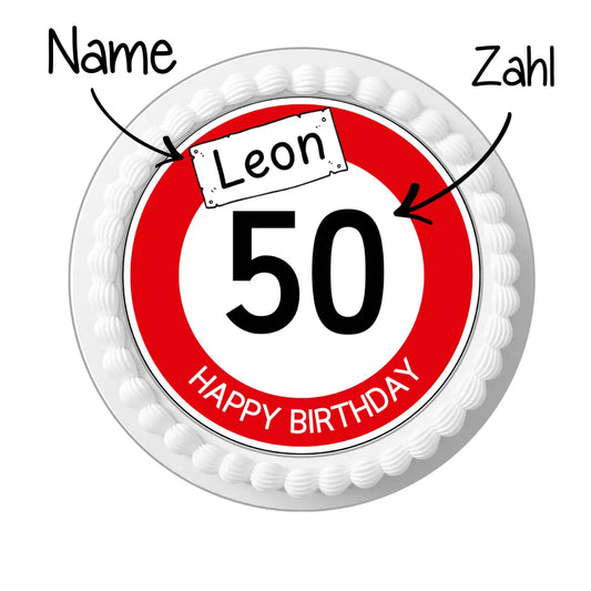 Personalisierter Tortenaufleger „Happy Birthday“ mit Name & Zahl Funny Bake
