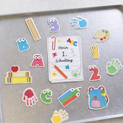 Esspapier Aufleger „Mein 1. Schultag“ aus dem Einschulung Mix als essbare Tortendeko für Torten, Kuchen und Cupcakes