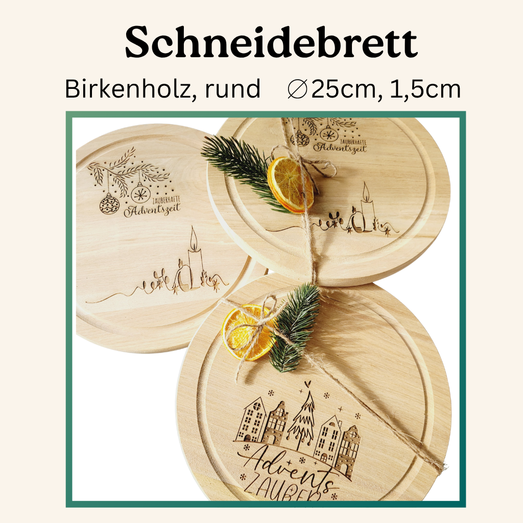 Weihnachtliches Schneidebrett rund - Funny Bake