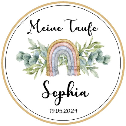 Tortenaufleger Boho Regenbogen Taufe Aquarell - Funny Bake
