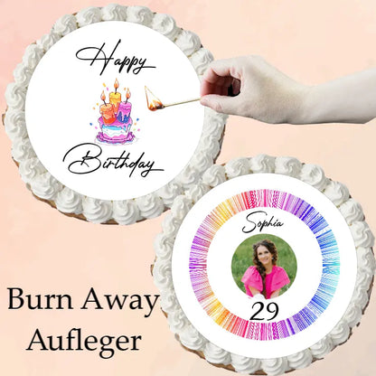 Burn Away Cake Aufleger "Happy Birthday" - Funny Bake