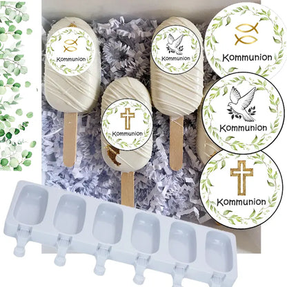 Muffin Aufleger Kommunion Taube-Kreuz-Fische - Funny Bake