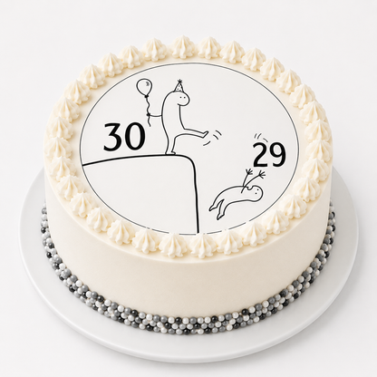 Tortenaufleger Geburtstag RIP 20s Twenties – humorvoller Aufleger mit Strichmännchen
