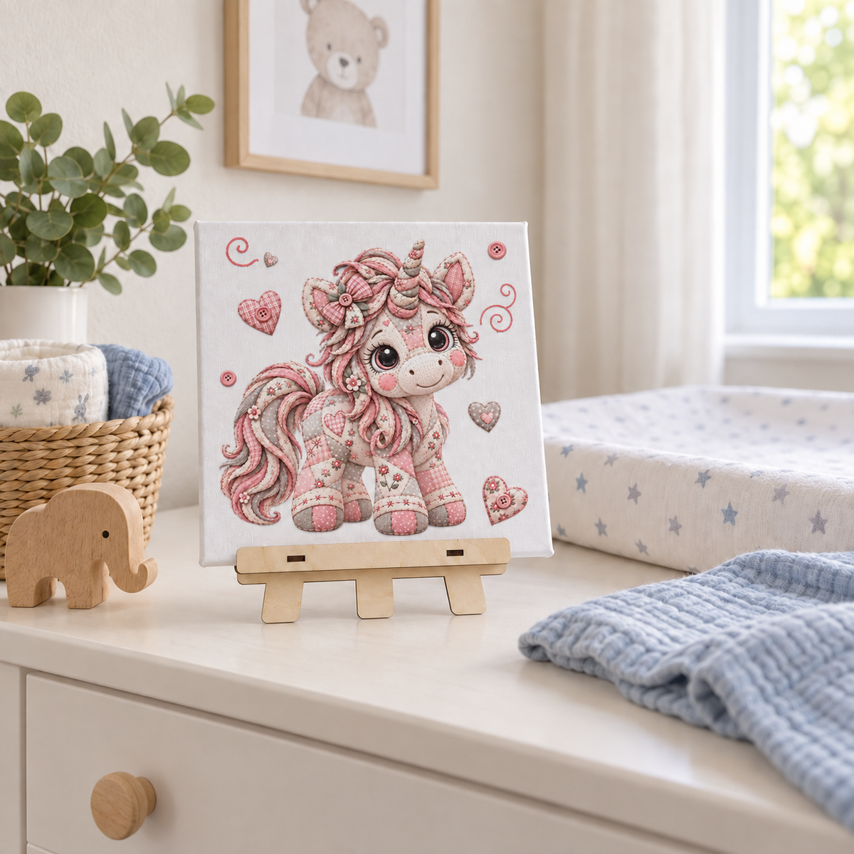 Leinwandbild Patchwork Einhorn