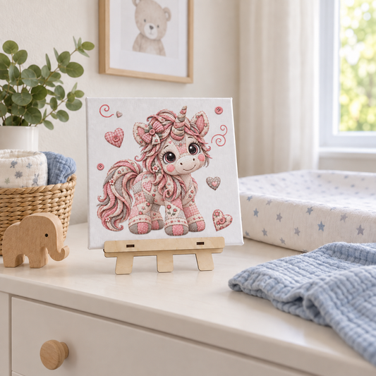 Leinwandbild Patchwork Einhorn