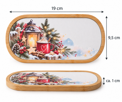 Untersetzer Weihnachten mit Teelichthalter - Herzanhänger Tannengrün