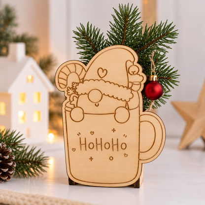 Wichtel in Tasse – Geschenkverpackung aus Holz