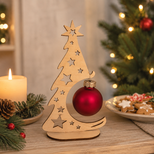 Kleiner Deko-Tannenbaum aus Holz – Weihnachtsdeko