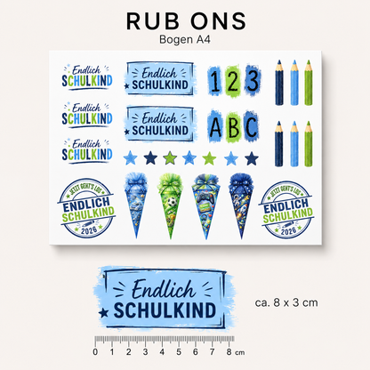 Rub Ons Einschulung Jungen – Sticker Schulanfang A4