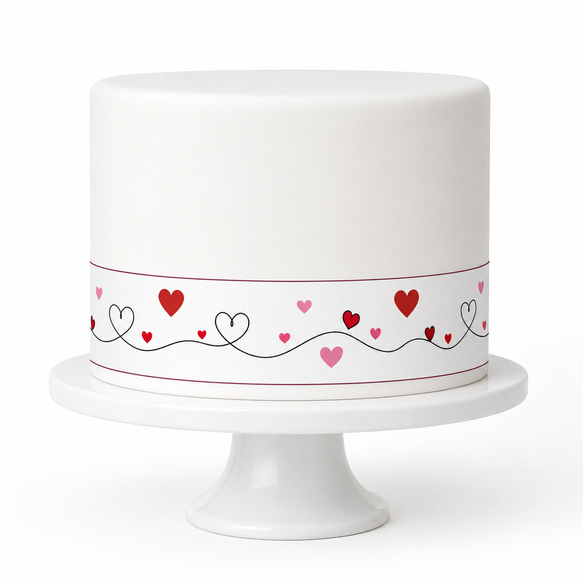 Tortenband Herzen – essbares Zuckerpapier für Hochzeit, Liebe & Valentinstag