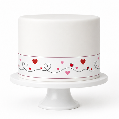 Tortenband Herzen – essbares Zuckerpapier für Hochzeit, Liebe & Valentinstag
