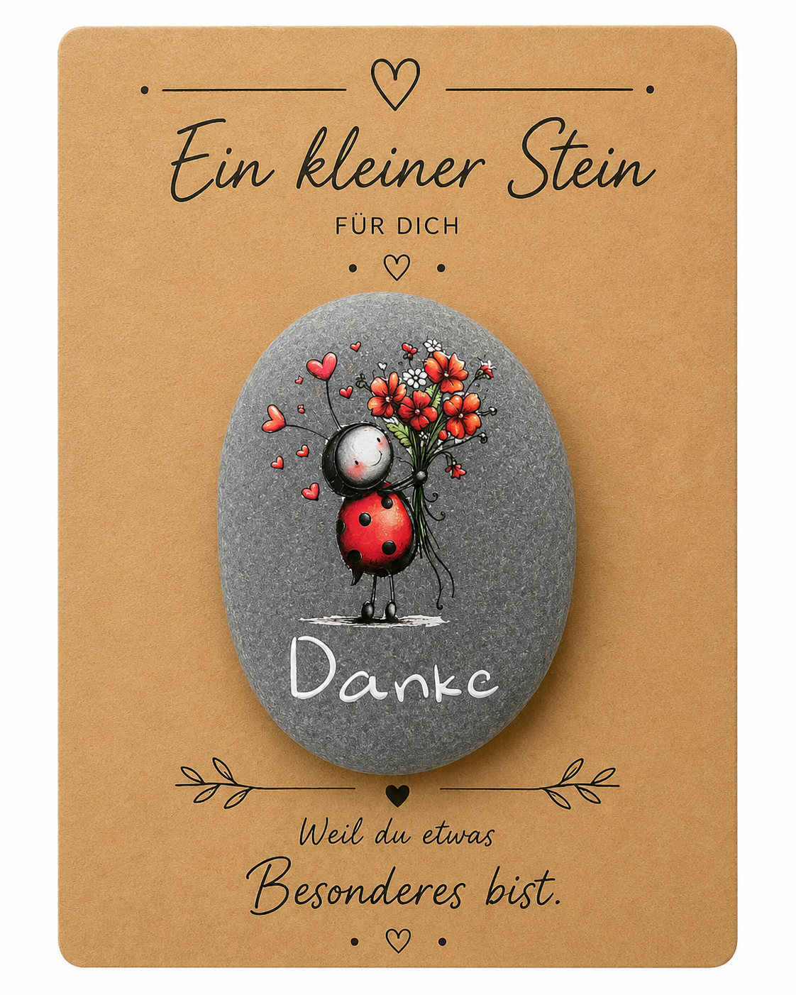 Glückstein Marienkäfer Danke bemalt