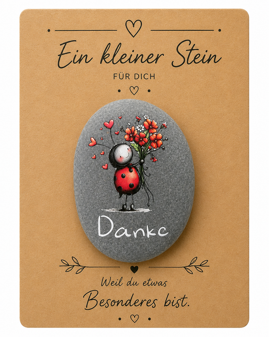 Glückstein Marienkäfer Danke bemalt