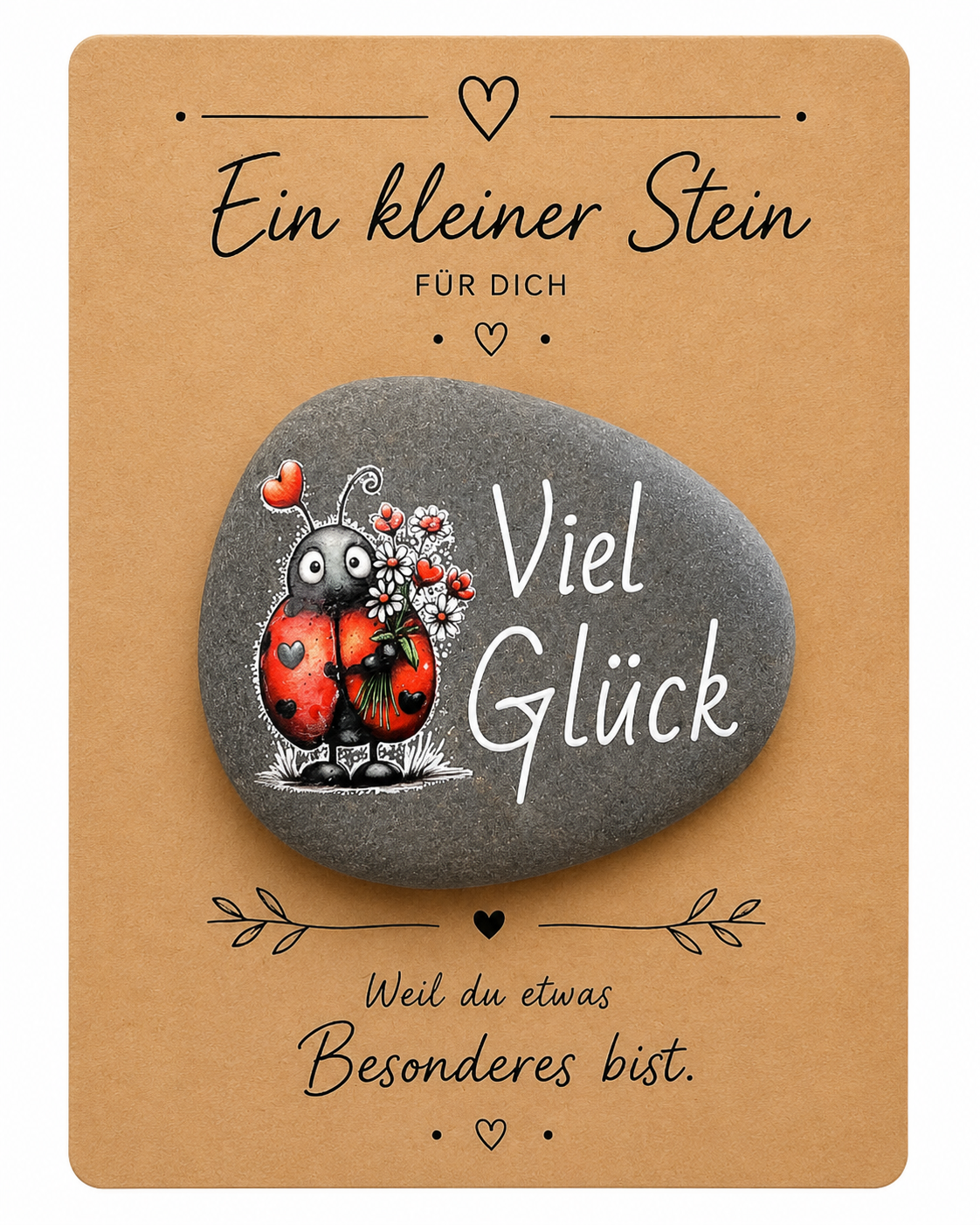 Glückstein Marienkäfer Viel Glück bemalt