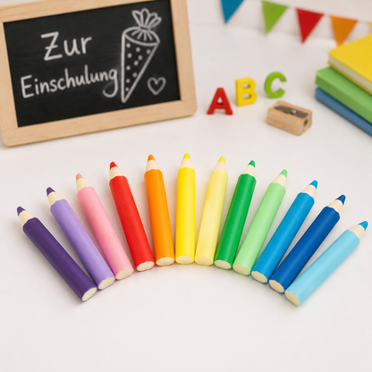12 Essbare Stifte Einschulung – Fondant Tortendeko Schule