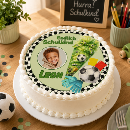 Tortenaufleger Einschulung Fußball – Endlich Schulkind