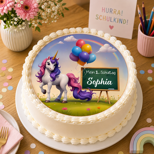 Tortenaufleger Einhorn Einschulung