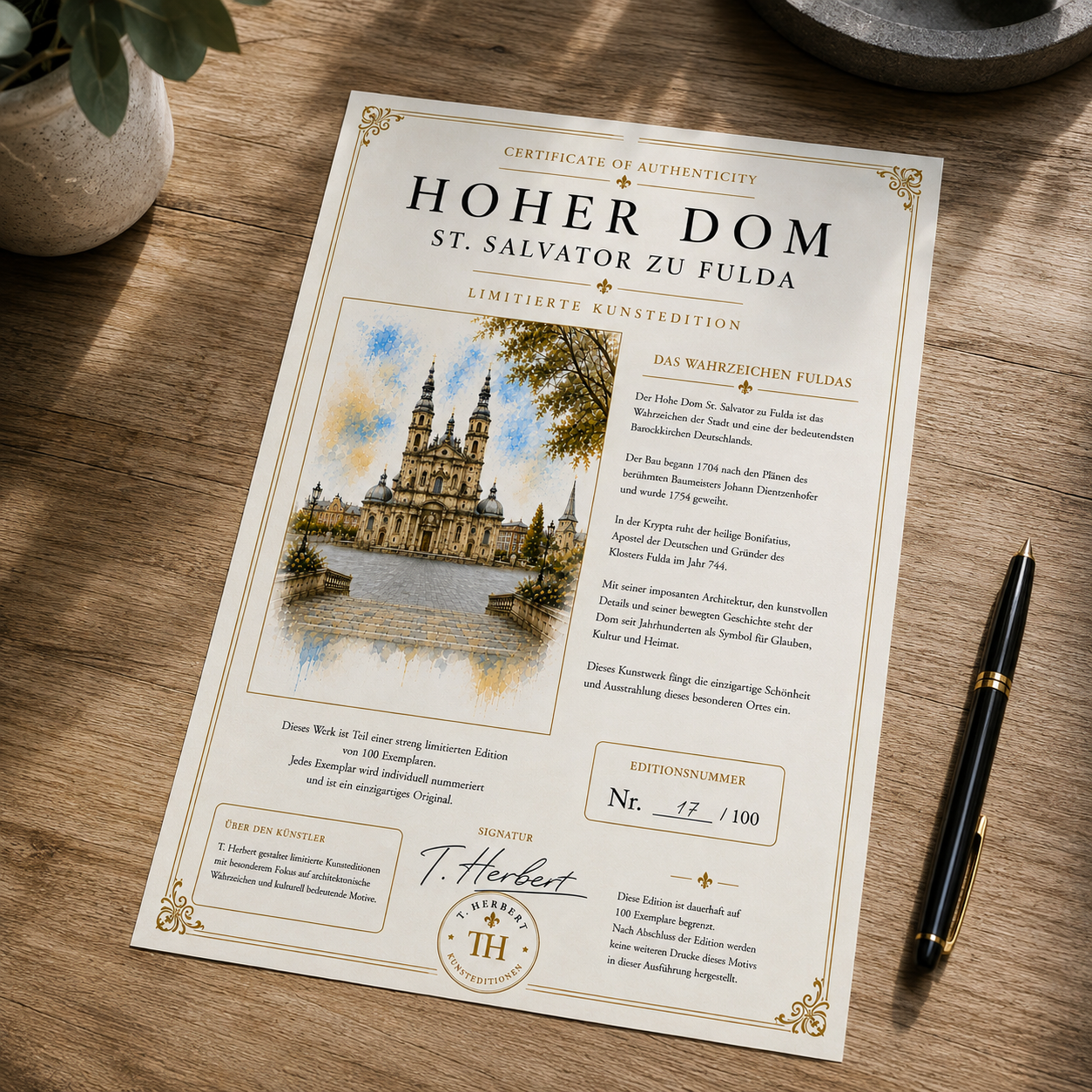 Geschenk Weihnachten Fulda regional – Keilrahmen-Druck Hoher Dom, limitierte Kunstauflage