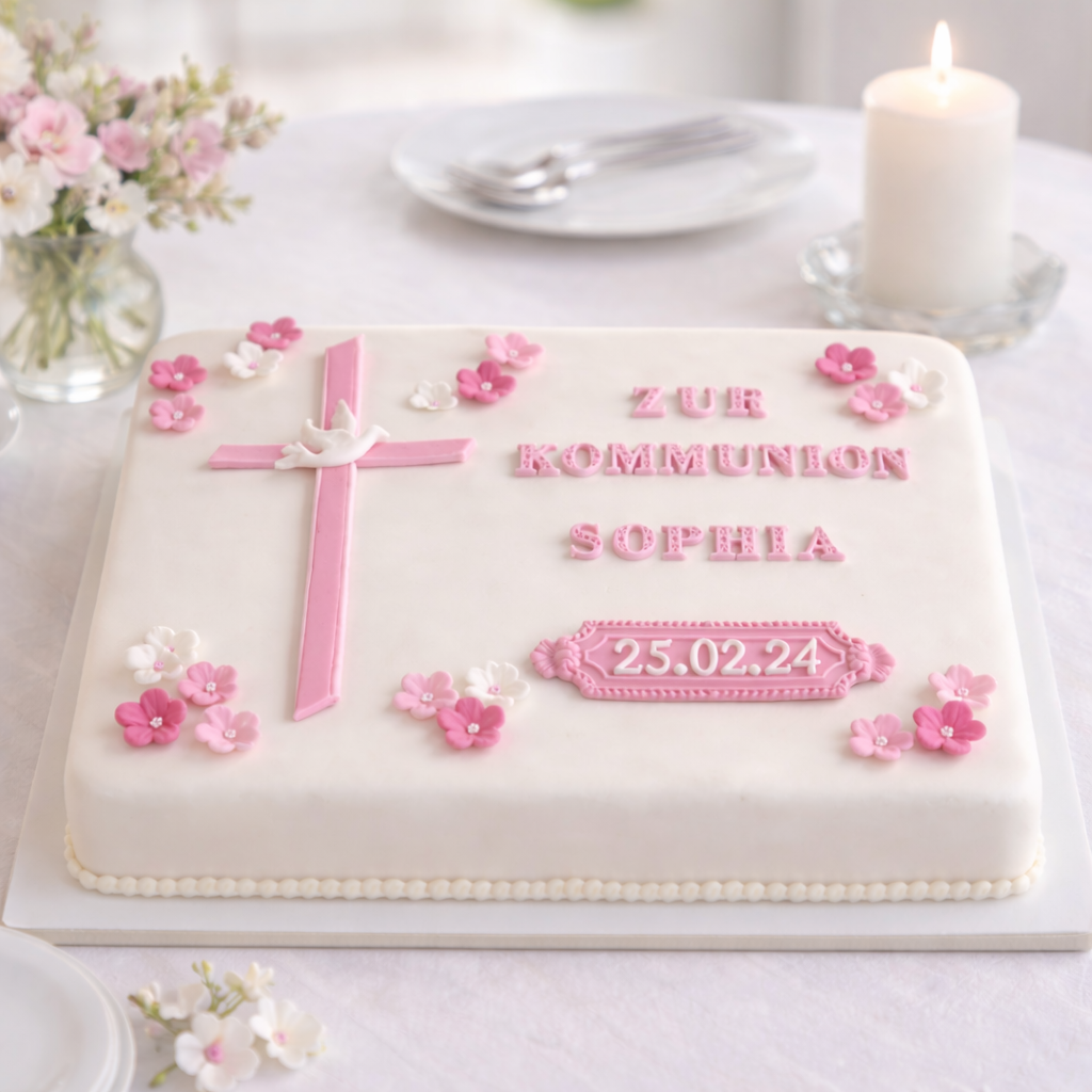 Feines Kreuz mit Taube - essbares Tortenset