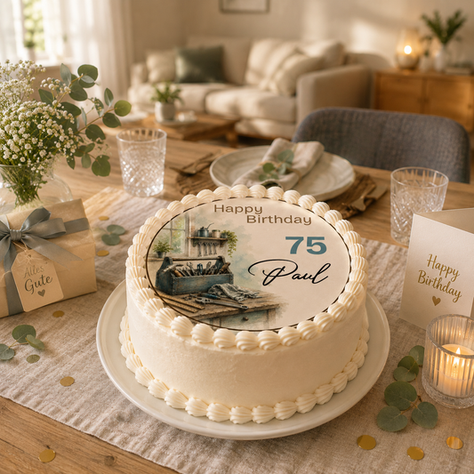Tortenaufleger Happy Birthday Bastler & Heimwerker – personalisiert