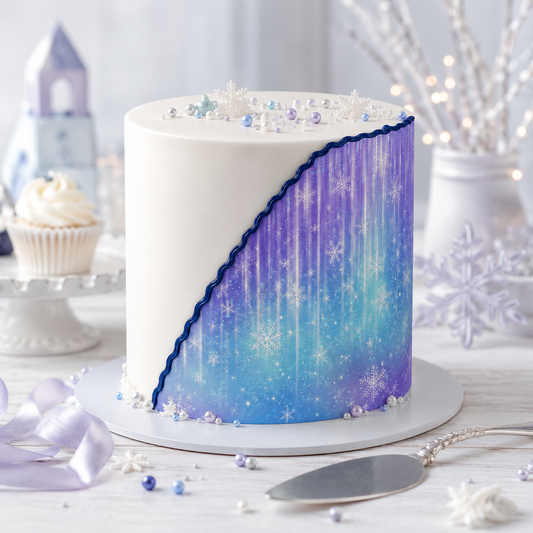 Tortenband Schneeflocken Wintermotiv – Zuckerpapier A4