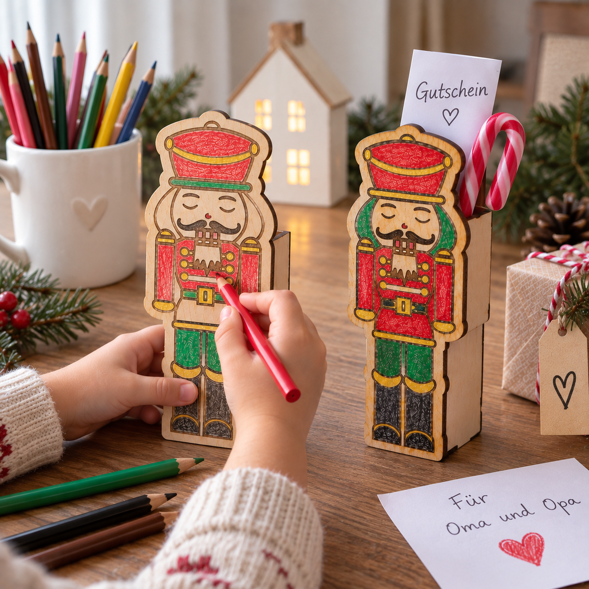 Geschenk Verpackung Nussknacker Wichteln