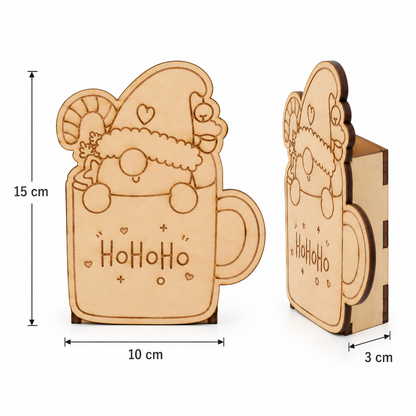 Wichtel in Tasse – Geschenkverpackung aus Holz