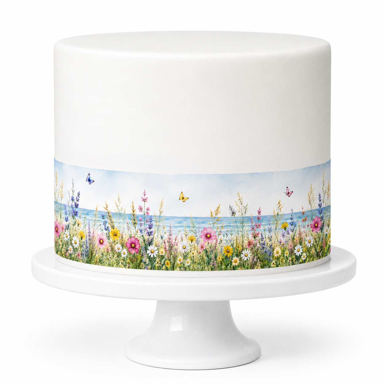 Tortenband Wildblumen mit Hintergrund am Meer