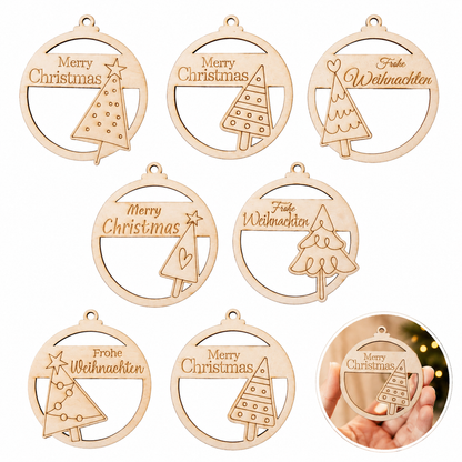 Weihnachtsbaumanhänger Holz Tanne - 6er Set mit Gravur