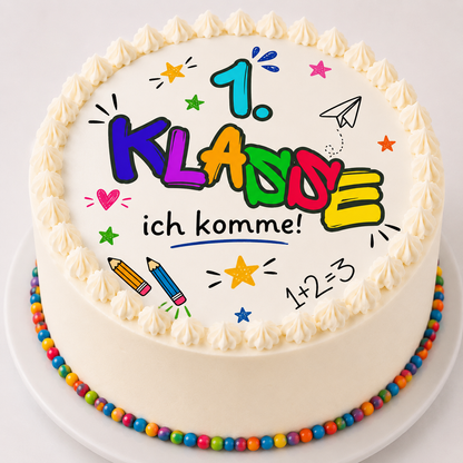 Tortenaufleger Einschulung – 1. Klasse ich komme!