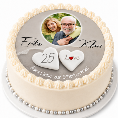 Tortenaufleger Silberhochzeit