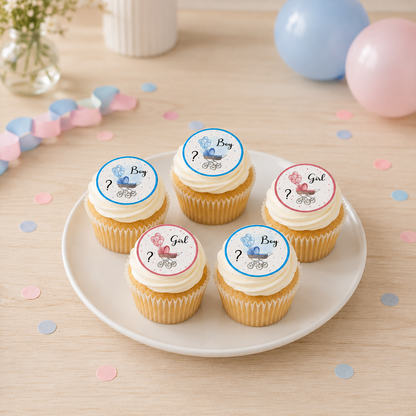 Muffinaufleger Gender Reveal Party – 24 essbare Aufleger