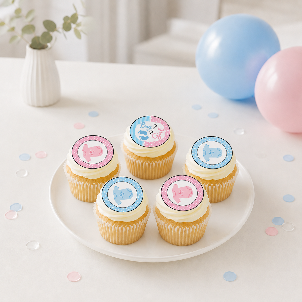Gender Reveal Muffinaufleger – 24 Aufleger Boy or Girl