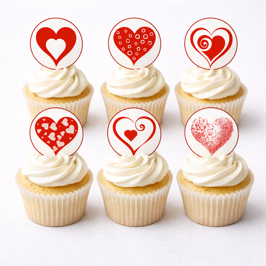 Muffinaufleger Herzen – 24 runde Herz-Motive aus Esspapier