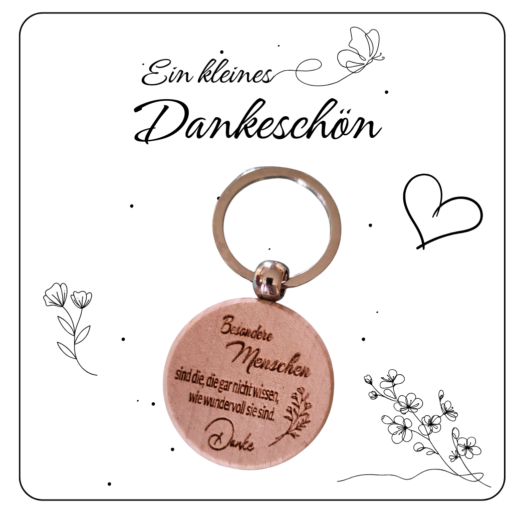 Schlüsselanhänger „Danke“ – aus Holz graviert