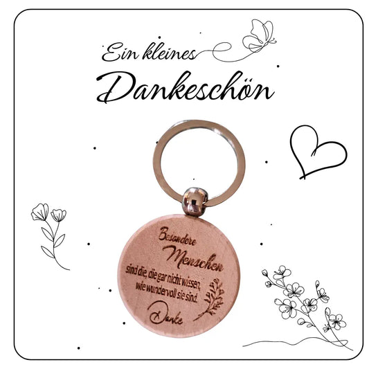 Schlüsselanhänger „Danke“ – aus Holz graviert - Funny Bake