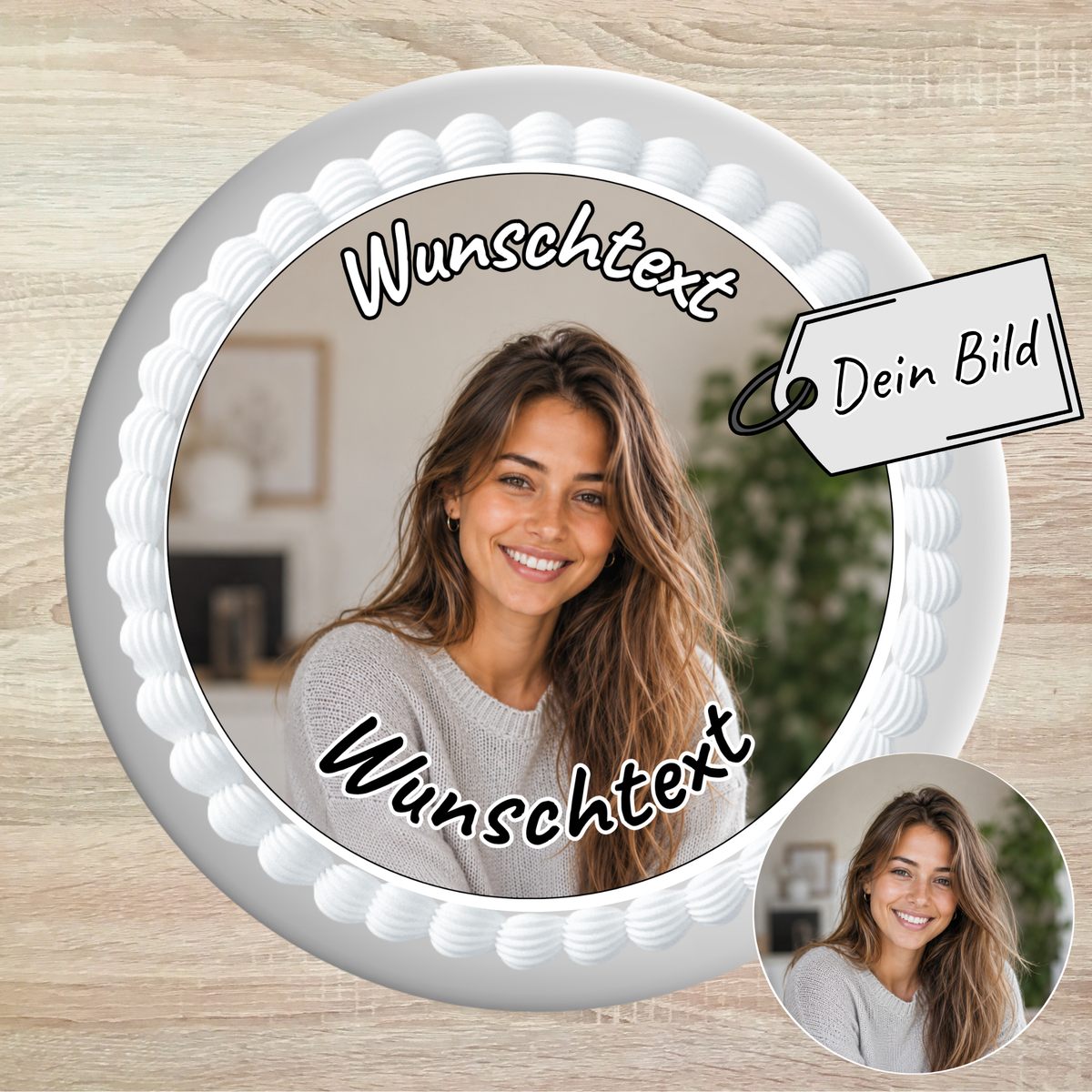 Tortenaufleger eigenes Foto – personalisiert mit deinem Bild, Logo oder Spruch