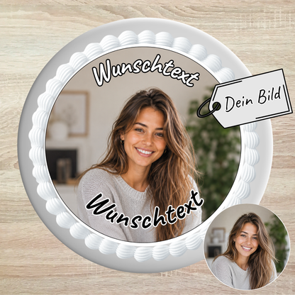 Tortenaufleger eigenes Foto – personalisiert mit deinem Bild, Logo oder Spruch