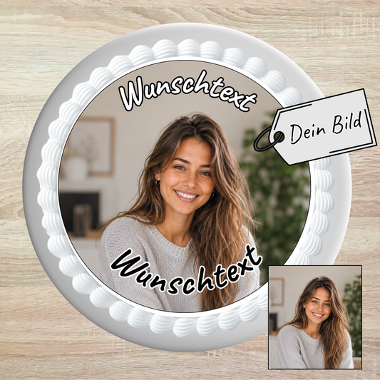 Tortenaufleger eigenes Foto – personalisiert mit deinem Bild, Logo oder Spruch