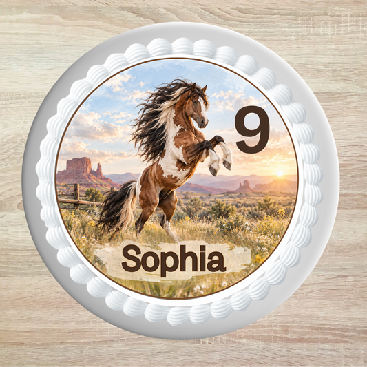 Tortenaufleger Wildpferd Mustang – personalisiert mit Name & Zahl