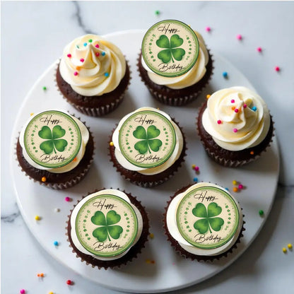 Muffinaufleger Kleeblatt „Happy Birthday“ Funnybake