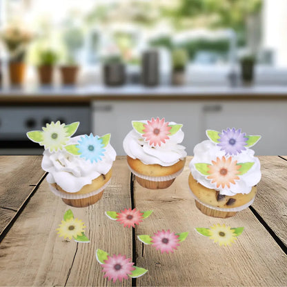 Esspapier Blumen mit Blättern – 18 essbare Deko-Motive Funnybake.de