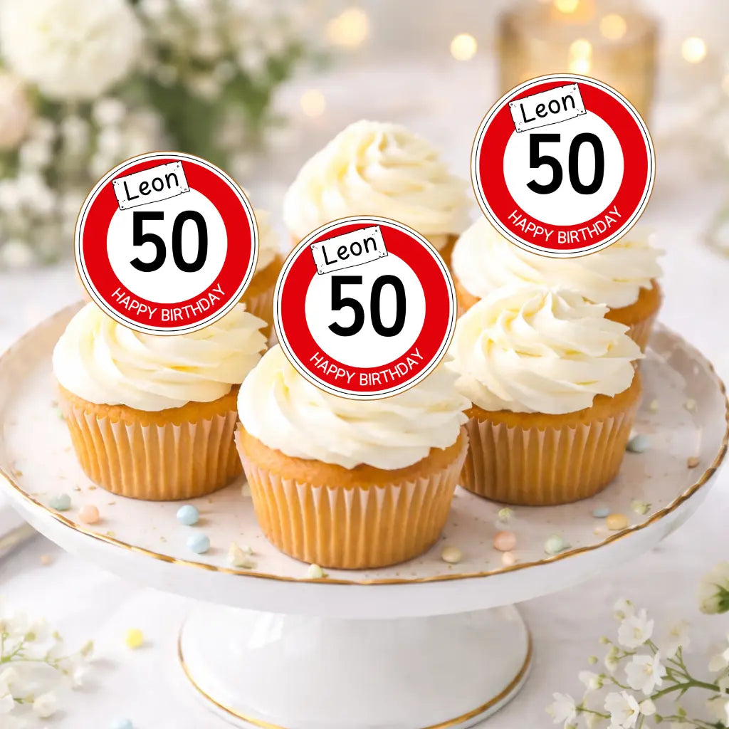 Muffinaufleger Verkehrsschilder aus Esspapier Funny Bake