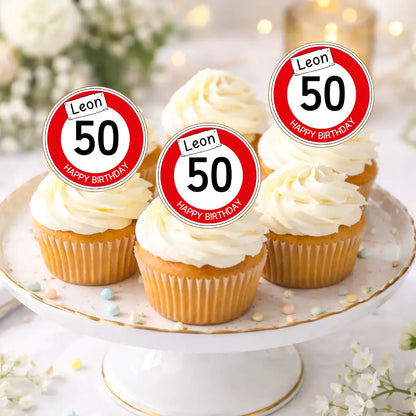 Muffinaufleger Verkehrsschilder aus Esspapier Funny Bake